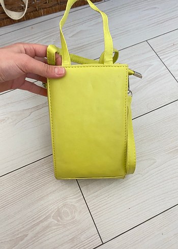 Sarı Deri Kadın Çanta Fermuarlı - Görsel 2