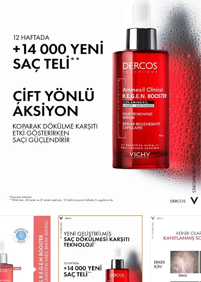 Vichy Saç Dökülmesine Karşı Saç Bakım Serumu - Görsel 2