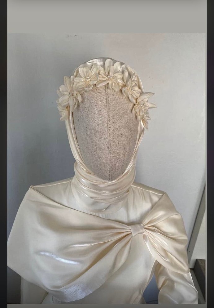 Nikah Elbisesi 
Beyaz Drapeli Uzun Kollu Kadın Abiye - Görsel 5