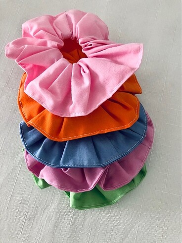 Diğer 5 adet renkli scrunchie toka (yeni)