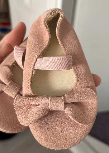 Kız Çocuk Pudra Süet Fiyonklu Babet - Görsel 3