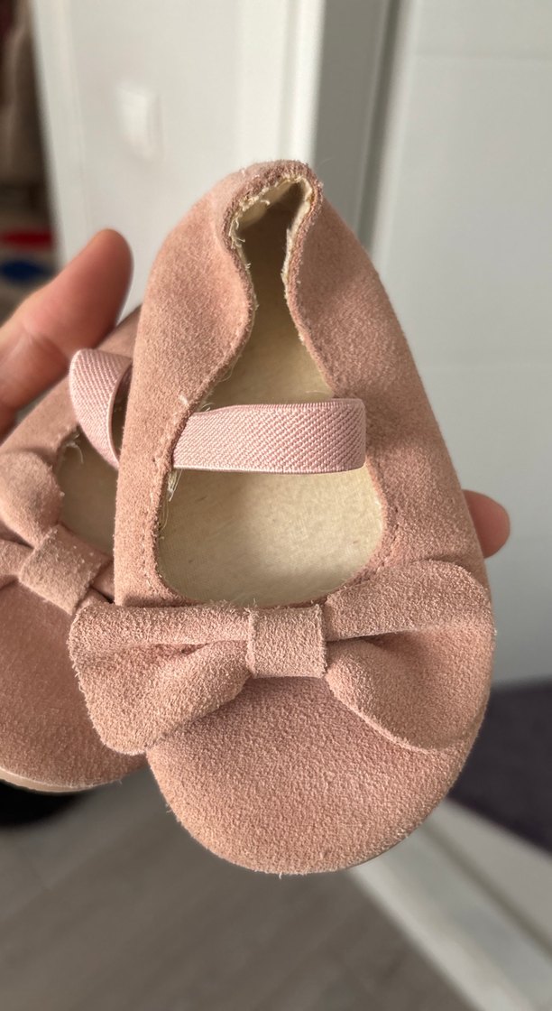 Kız Çocuk Pudra Süet Fiyonklu Babet - Görsel 3