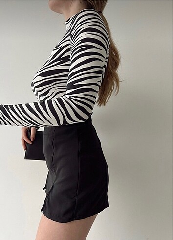 s Beden siyah Renk Zebra desenli body siyah