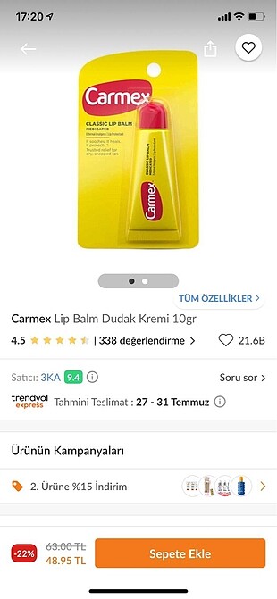  Beden Carmex Lip Balm Dudak Kremi