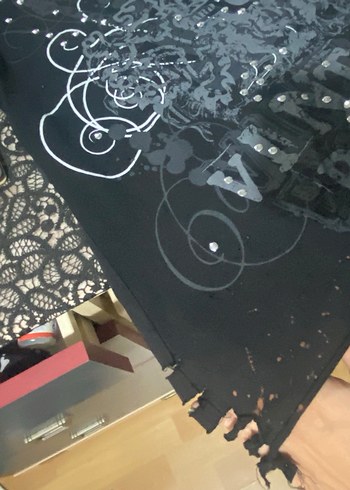 l Beden siyah Renk Zincir Detaylı Vintage Rock Punk Tişört