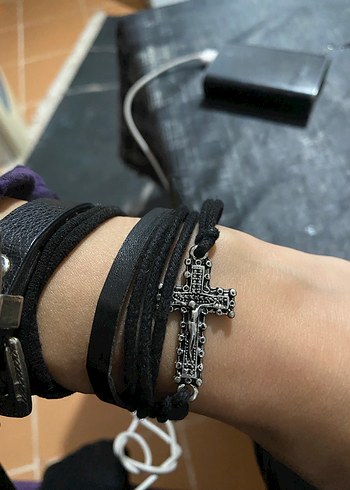 Diğer Tokalı Siyah Gotik Kadın Bileklik