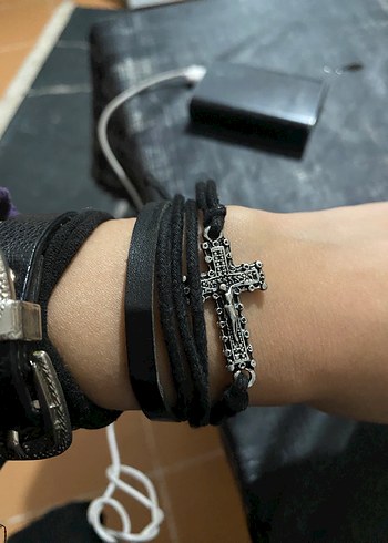  Beden siyah Renk Tokalı Siyah Gotik Kadın Bileklik