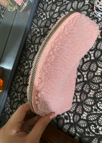 Makyaj cantası peluş pembe