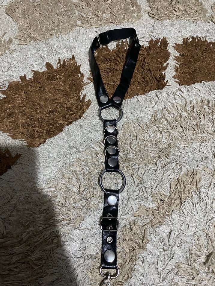 Siyah Deri Tokalı Grunge Punk bacak kemeri - Görsel 3