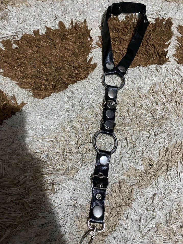 Siyah Deri Tokalı Grunge Punk bacak kemeri - Görsel 2