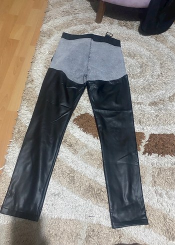 Gri Deri Kemerli Kadın Gotik Pantolon - Görsel 5