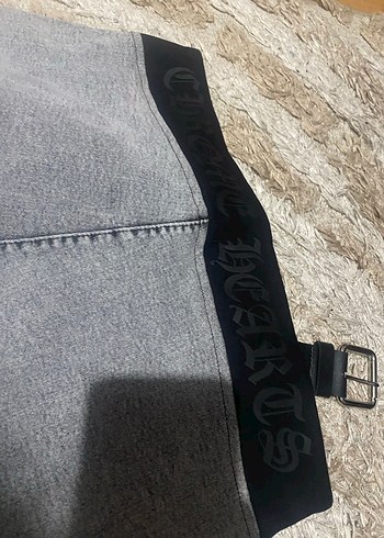 Gri Deri Kemerli Kadın Gotik Pantolon - Görsel 6