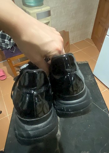 Kadın Siyah Gotik Platformlu Tokalı Spor Ayakkabı - Görsel 6