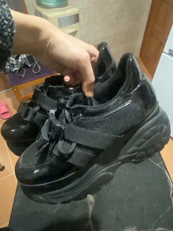 Kadın Siyah Gotik Platformlu Tokalı Spor Ayakkabı - Görsel 5