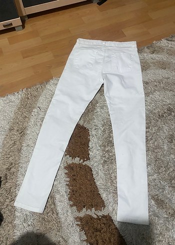 Payet Detaylı Beyaz Kadın Kot Pantolon - Görsel 2