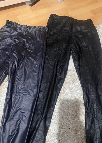 Siyah Deri Kadın Tayt - Elastik Bel - Görsel 3