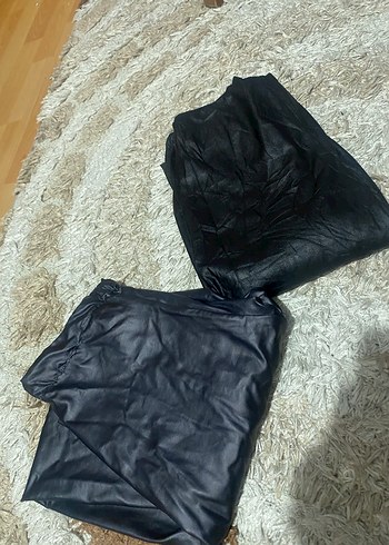 Siyah Deri Kadın Tayt - Elastik Bel - Görsel 5