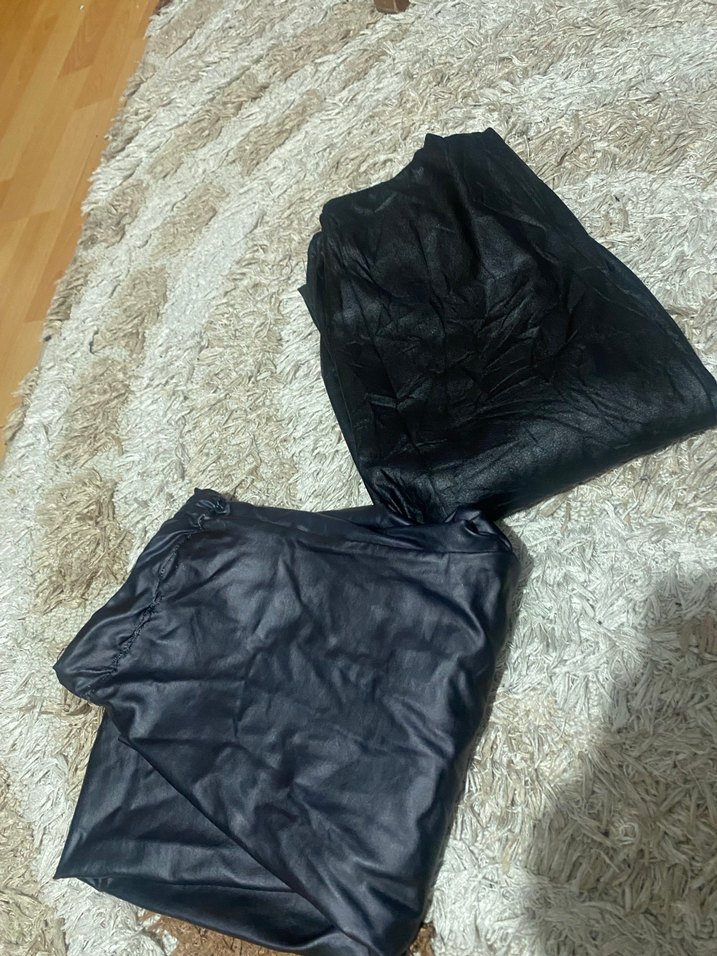 Siyah Deri Kadın Tayt - Elastik Bel - Görsel 5