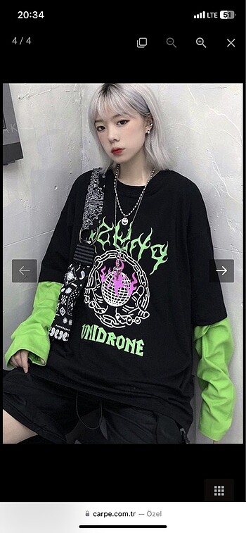 Yeşil kol detaylı sweatshirt