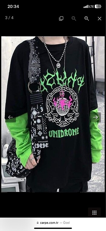 m Beden Yeşil kol detaylı sweatshirt