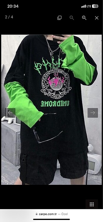m Beden yeşil Renk Yeşil kol detaylı sweatshirt