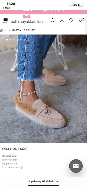 38 Beden Pelinin Ayakkabıları Süet Loafer