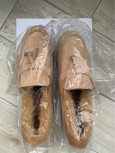 38 Beden camel Renk Pelinin Ayakkabıları Süet Loafer