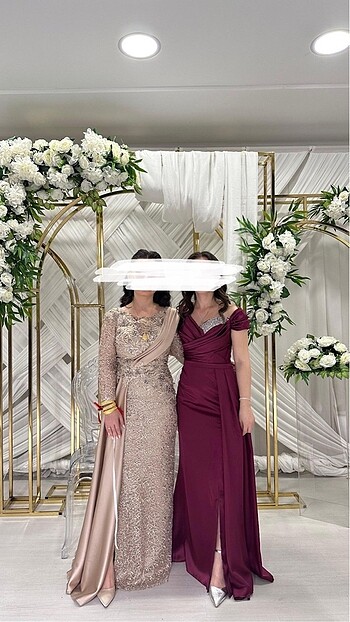 Mürdüm Rengi Abiye Elbise