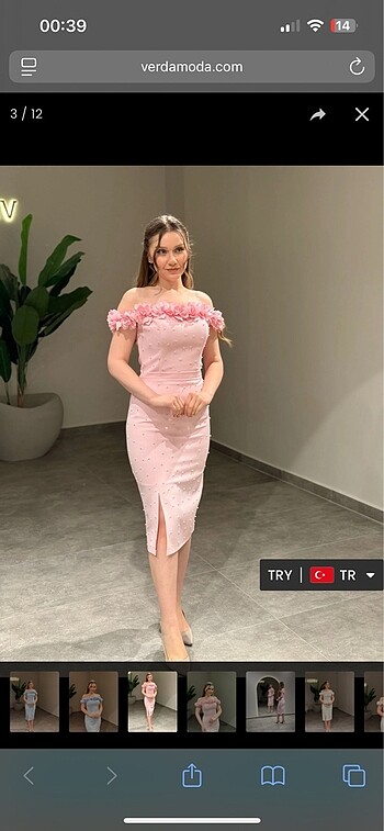Diğer Pembe Yırtmaçlı Abiye Elbise