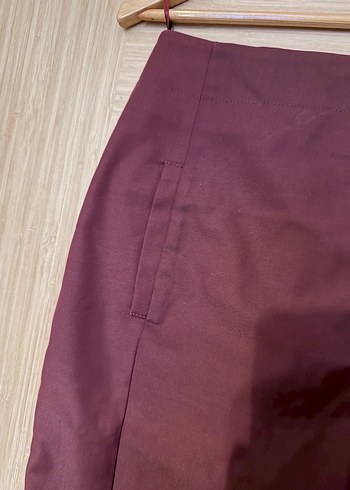 Bordo Drapeli Midi Saten Etek - Görsel 2