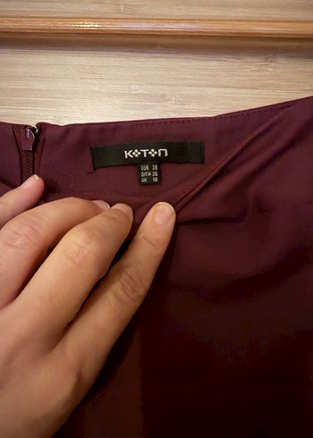 Bordo Drapeli Midi Saten Etek - Görsel 3