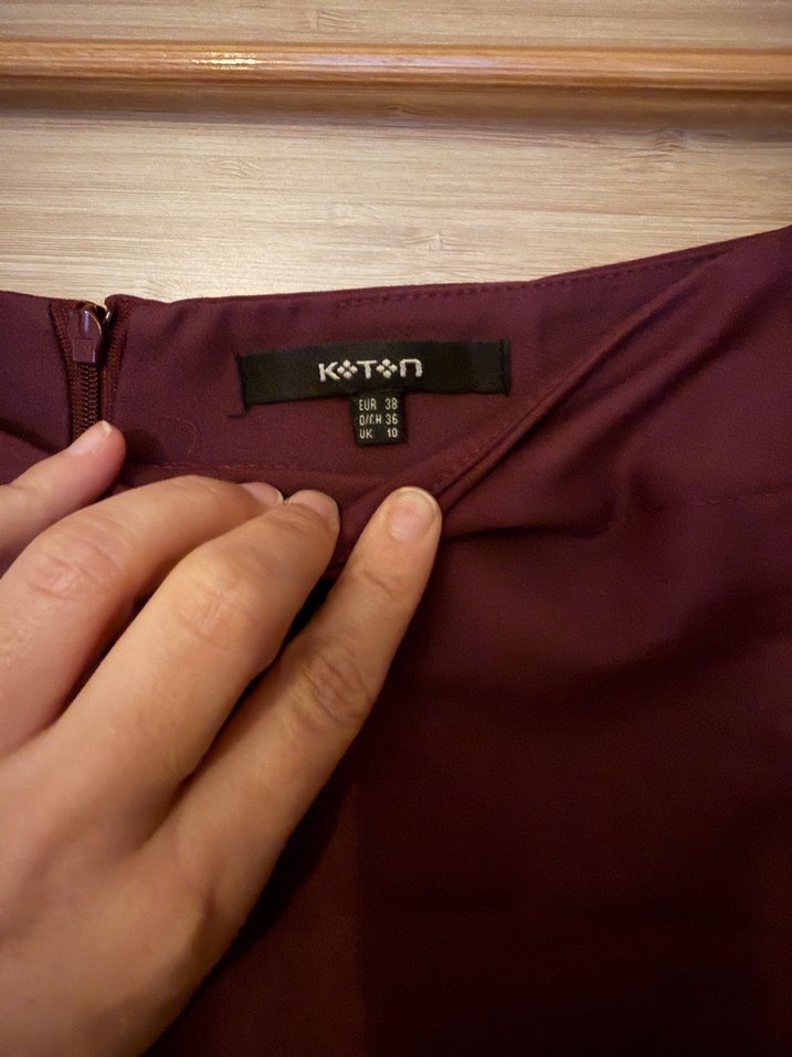 Bordo Drapeli Midi Saten Etek - Görsel 3