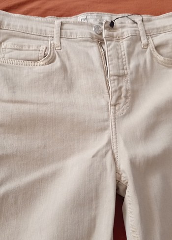 l Beden Bej Renkli Kadın Günlük Kot Pantolon sıfır