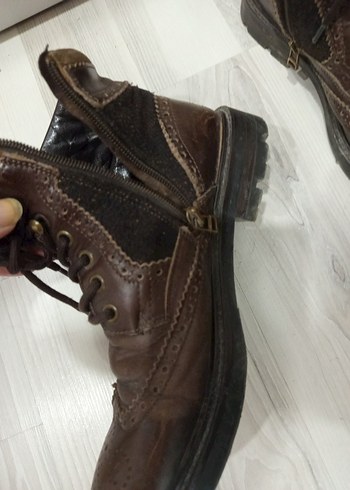 Kahverengi Deri Erkek Biker Bot - Görsel 2