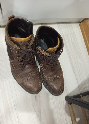 Kahverengi Deri Erkek Biker Bot - Görsel 3