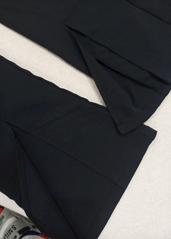 Siyah Pilili Kadın İspanyol Paça Pantolon sıfır - Görsel 6