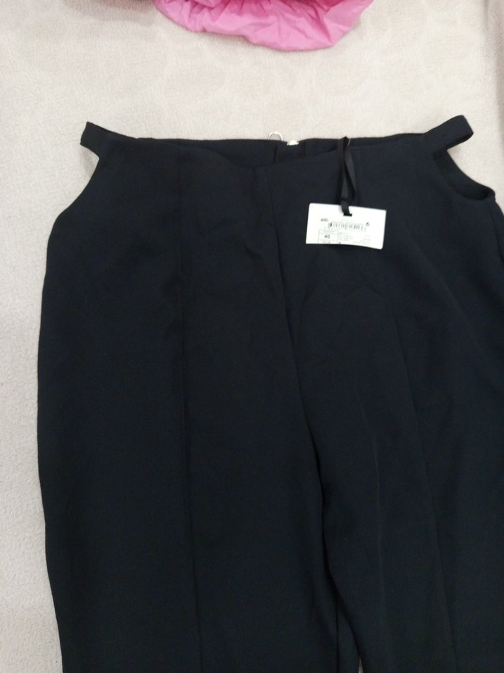 Siyah Pilili Kadın İspanyol Paça Pantolon sıfır - Görsel 2