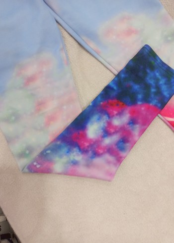 Elastik Bel Bağcıklı Batik Desenli Tayt - Görsel 6