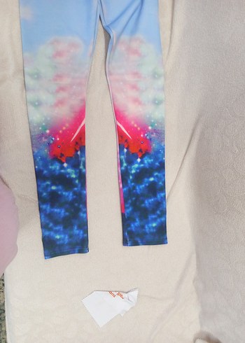 Elastik Bel Bağcıklı Batik Desenli Tayt - Görsel 3