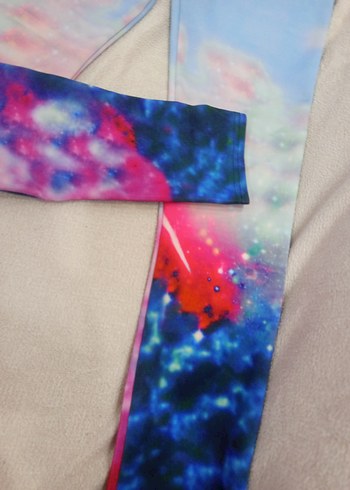 Elastik Bel Bağcıklı Batik Desenli Tayt - Görsel 5