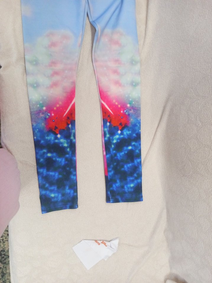 Elastik Bel Bağcıklı Batik Desenli Tayt - Görsel 3