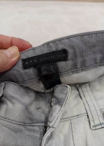 Kadın Gri Bağlamalı Street Style Kot Pantolon - Görsel 5