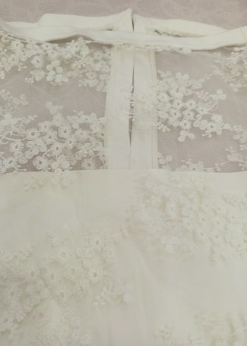 Beyaz Bohem Straplez A-Line Gelinlik - Görsel 5