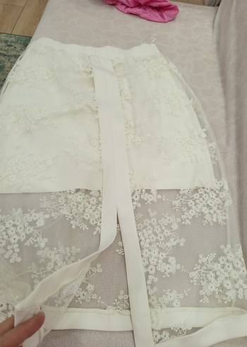 Beyaz Bohem Straplez A-Line Gelinlik - Görsel 2