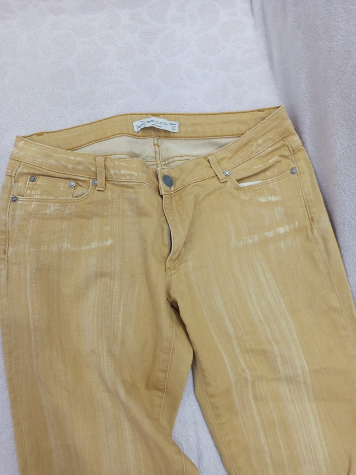 Kadın Bej Denim Yırtık Detaylı Pantolon - Görsel 3