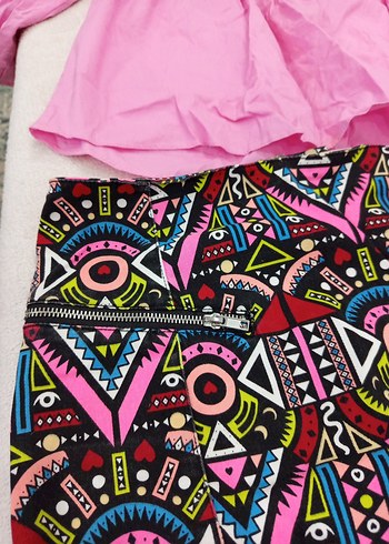 Renkli Baskılı Mini Eteği - Görsel 4