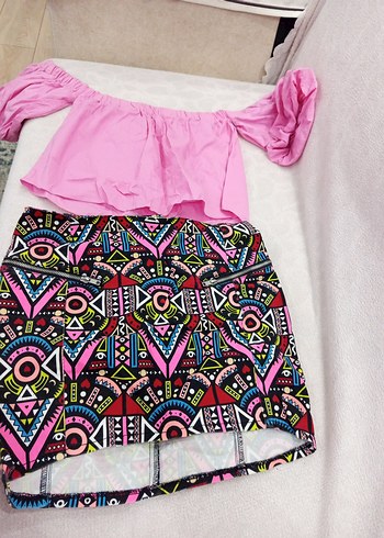 Renkli Baskılı Mini Eteği - Görsel 3