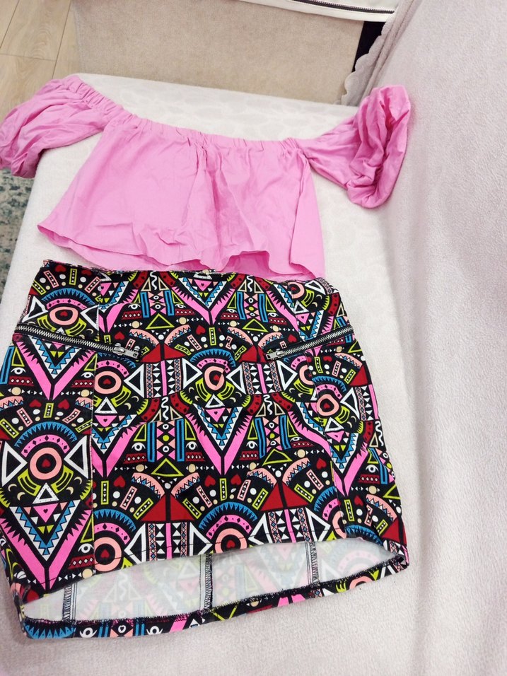 Renkli Baskılı Mini  Eteği - Görsel 3