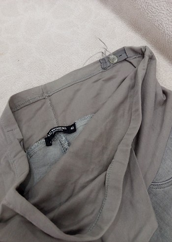 Gri Kadın Denim Rahat Kesim hamile Pantolon - Görsel 4