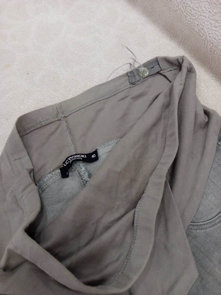 Gri Kadın Denim Rahat Kesim hamile Pantolon - Görsel 4